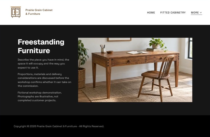 Captured first-screen Freestanding Furniture example
