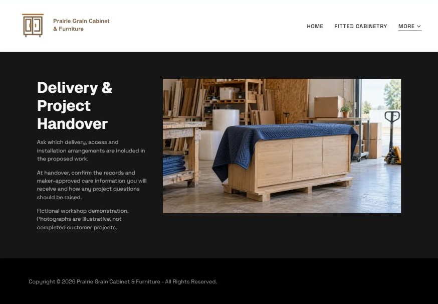 Captured first-screen Delivery & Handover example