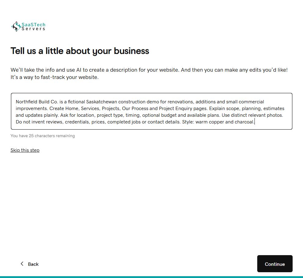 Describe the site you need