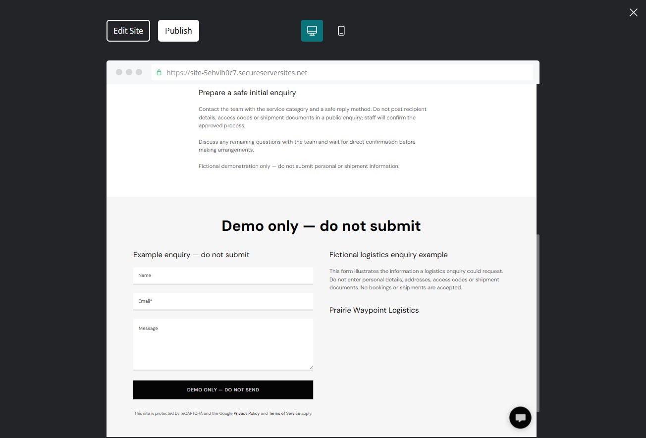 Demo form — desktop