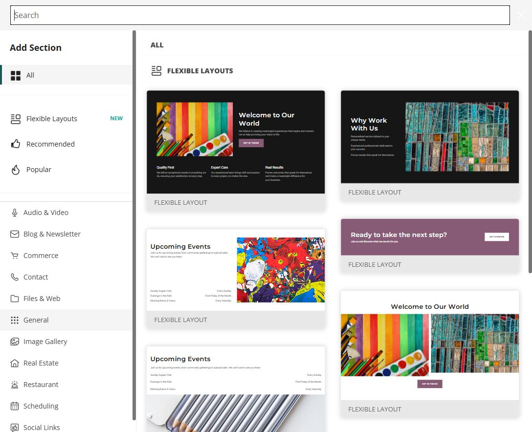 Editor - Add Section library