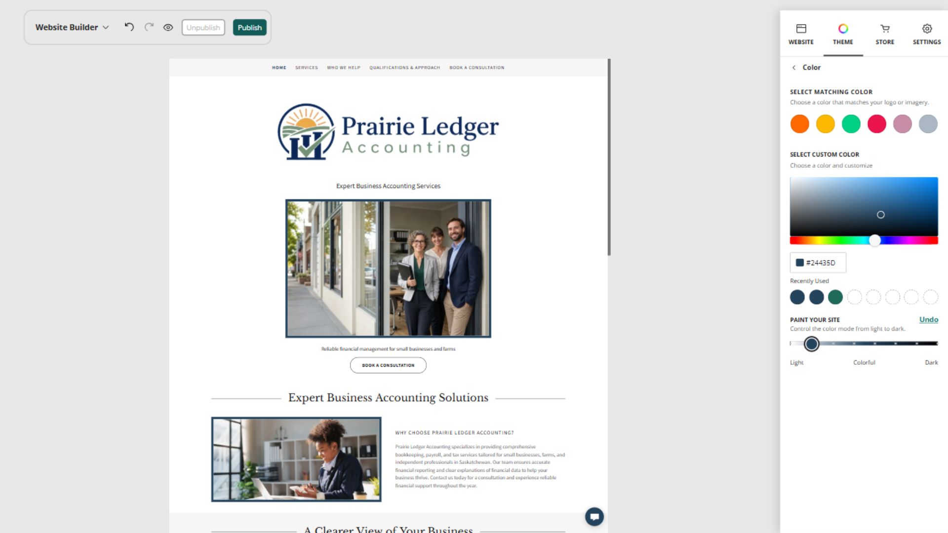 Prairie Ledger Accounting desktop Paint your site preview: Light balanced