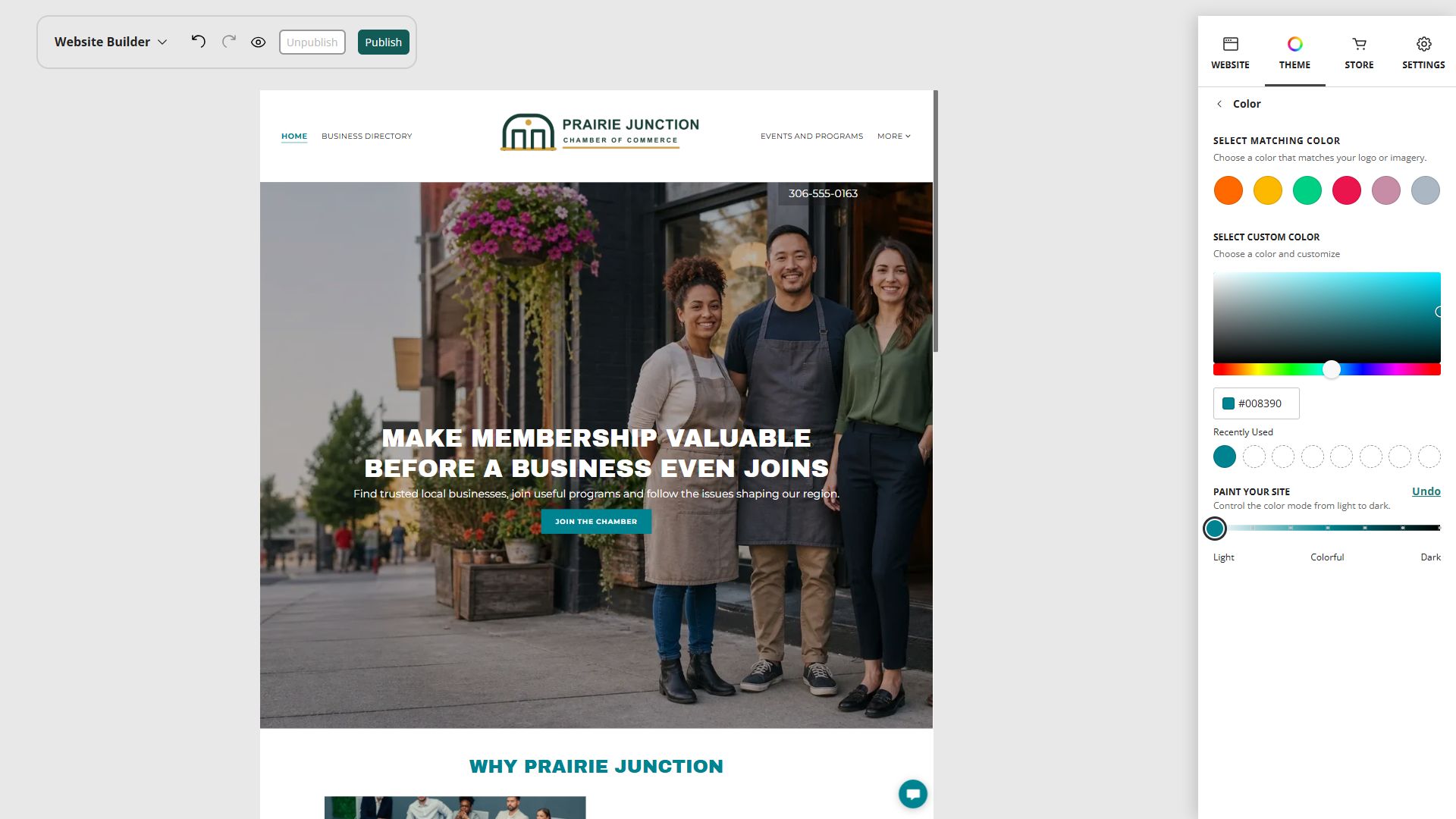Prairie Junction desktop Paint your site preview at position 1: Light