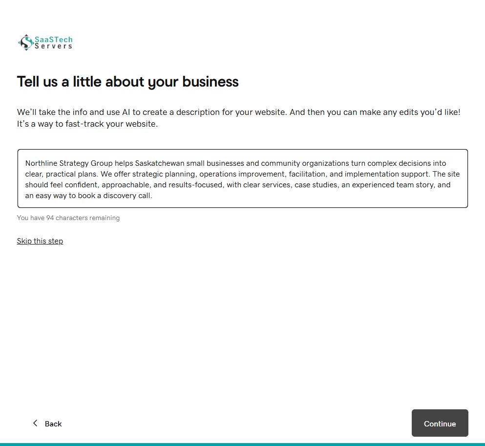 Prompt the first site draft