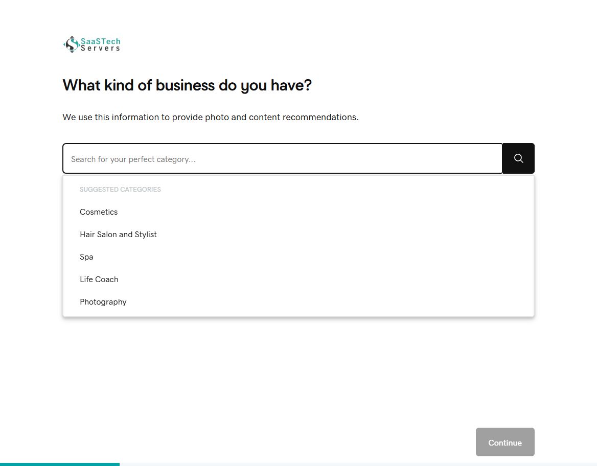 Start with the business category for Copper Willow Craft Studio in Website Builder