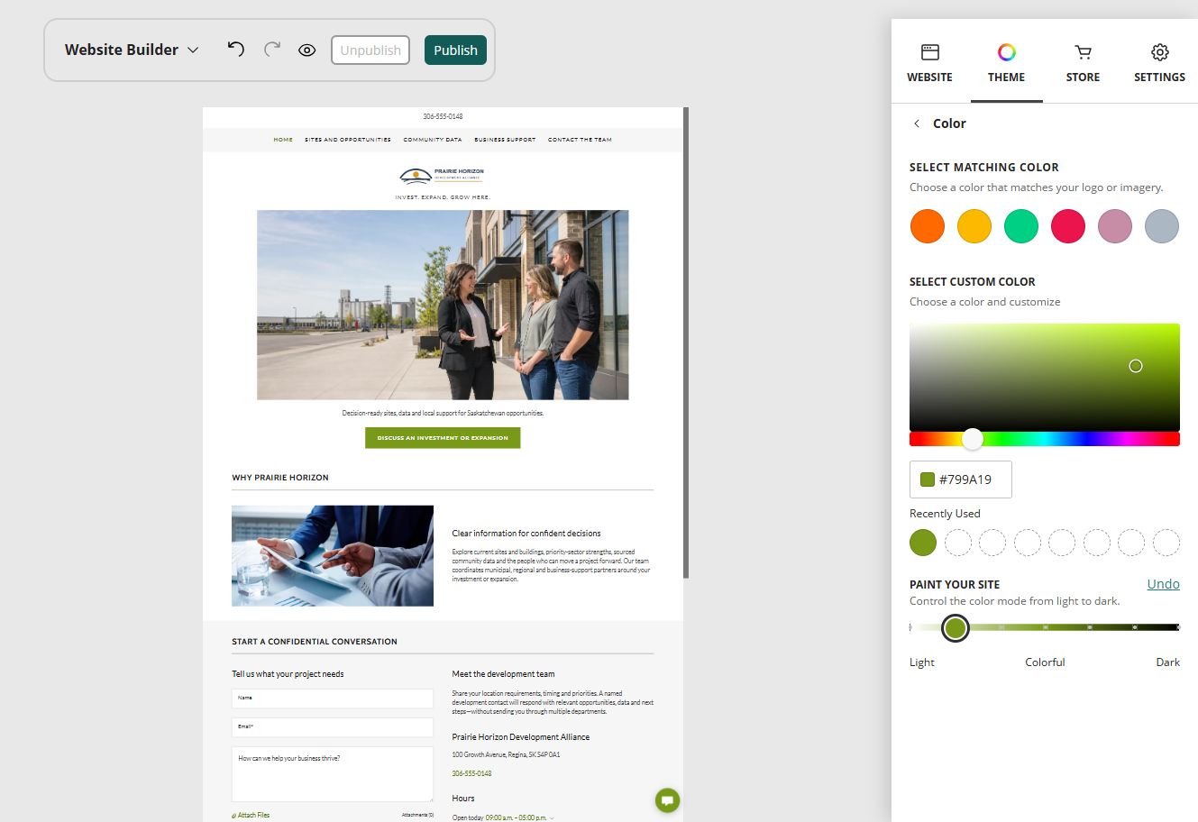 Prairie Horizon Development Alliance at Website Builder Paint slider position 2 of 7, light toward colourful