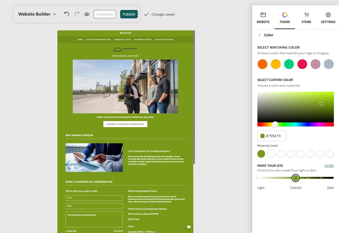 Prairie Horizon Development Alliance at Website Builder Paint slider position 4 of 7, colourful midpoint