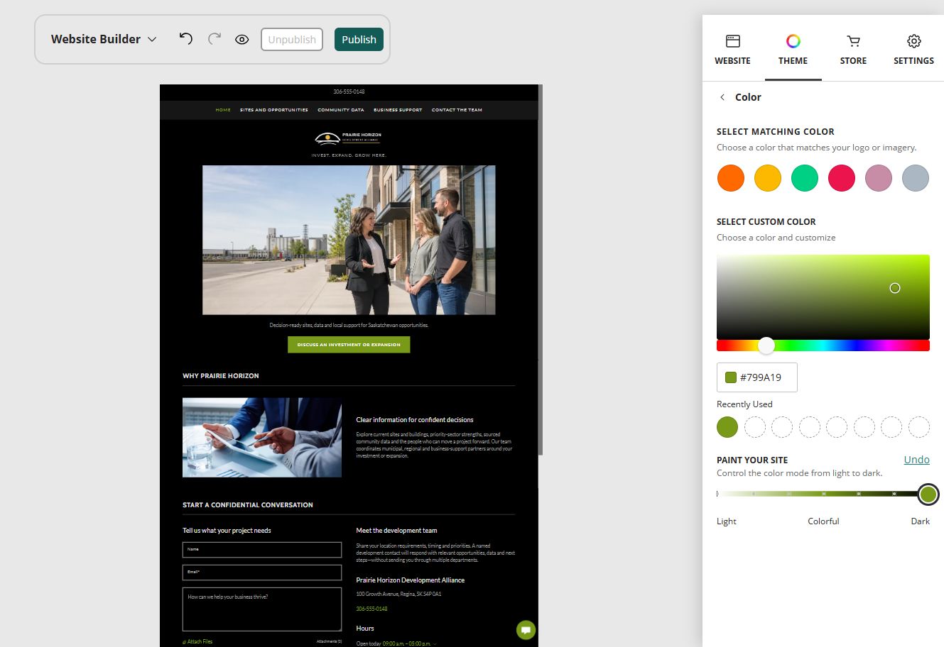 Prairie Horizon Development Alliance at Website Builder Paint slider position 7 of 7, dark