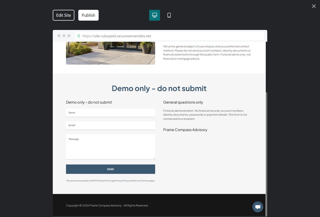 Demo form — desktop