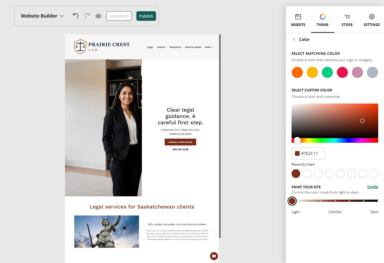 Prairie Crest Law at Website Builder Paint slider position 1 of 7, light