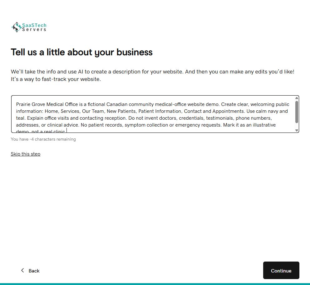 Describe the site you need