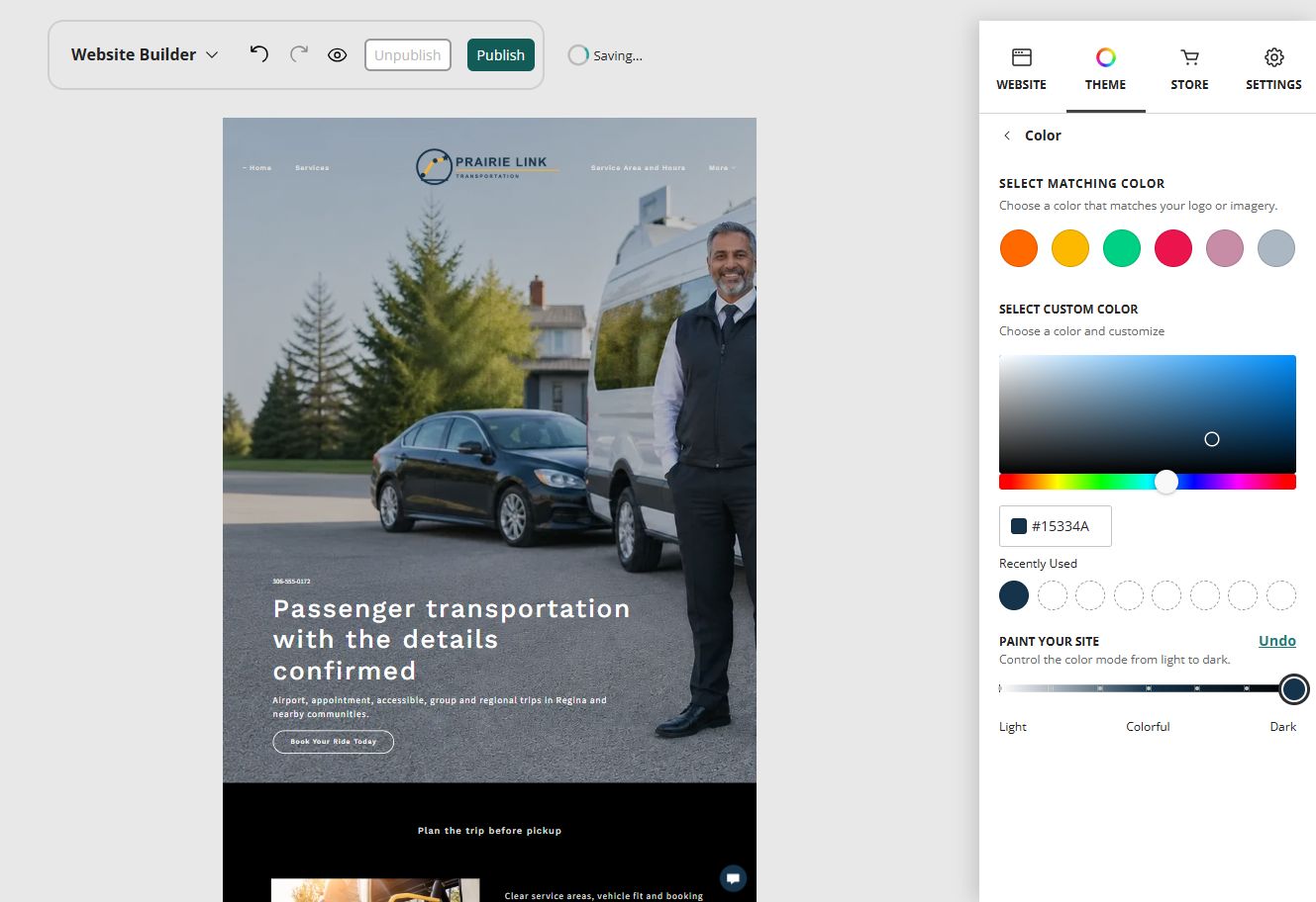 Prairie Link Transportation at Website Builder Paint position 7 of 7, dark