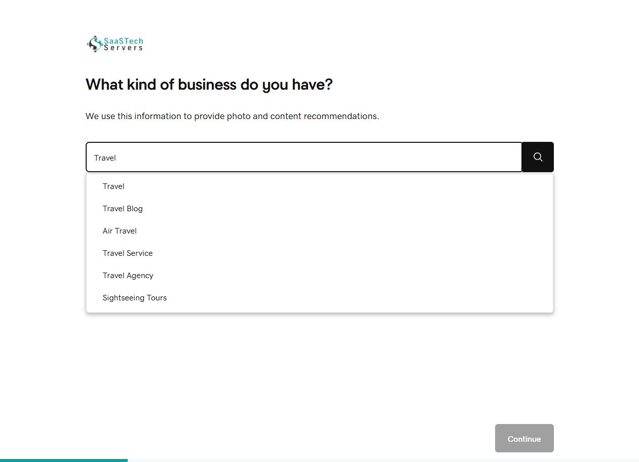 Website Builder showing travel business suggestions