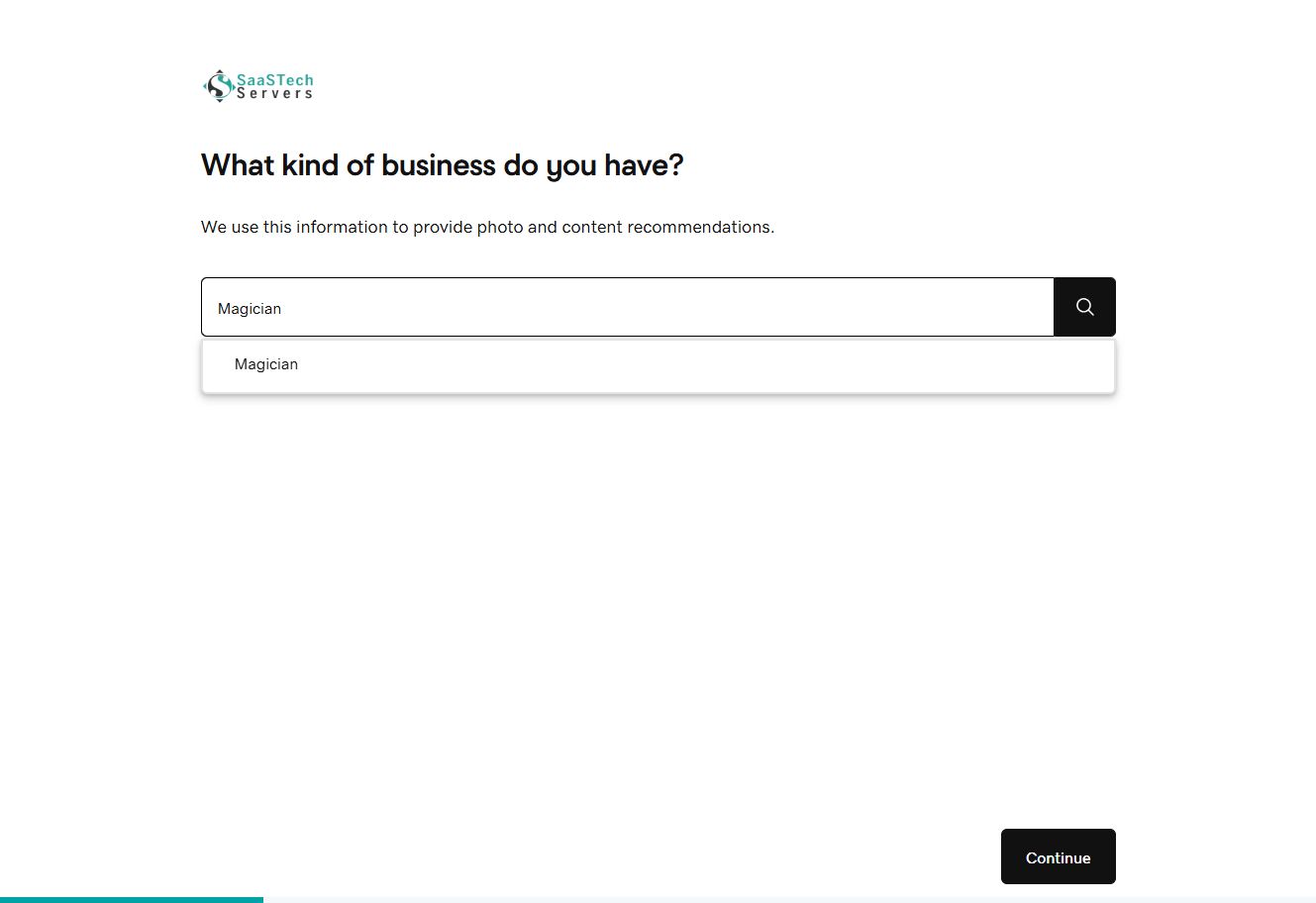 Website Builder showing category suggestions for a variety entertainer