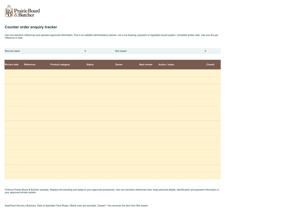 Counter order enquiry tracker