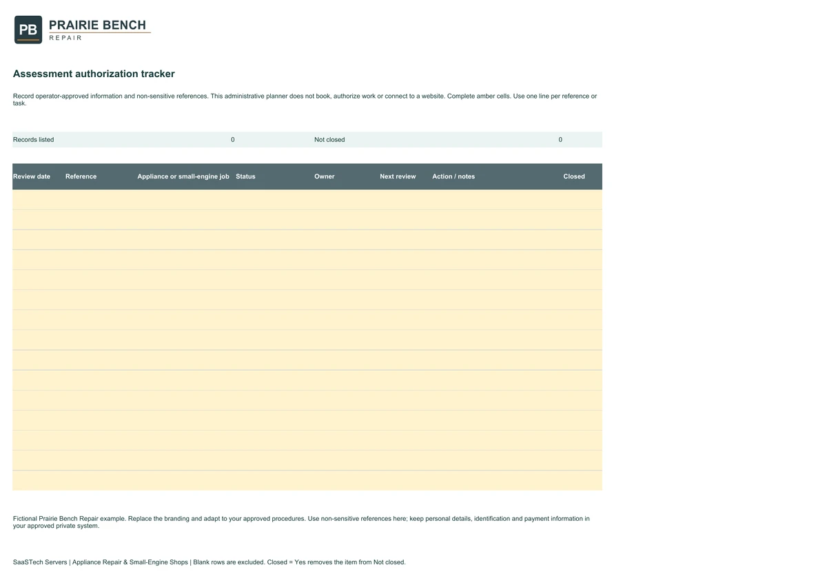 Assessment authorization tracker
