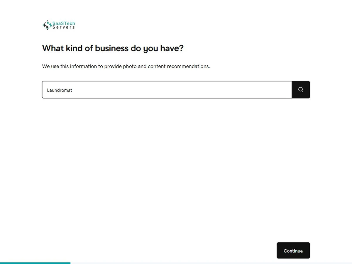 First setup · Choose the business category