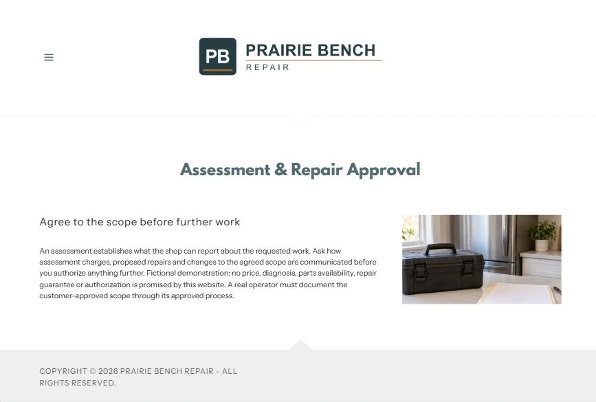 Captured first-screen Assessment & Repair Approval example