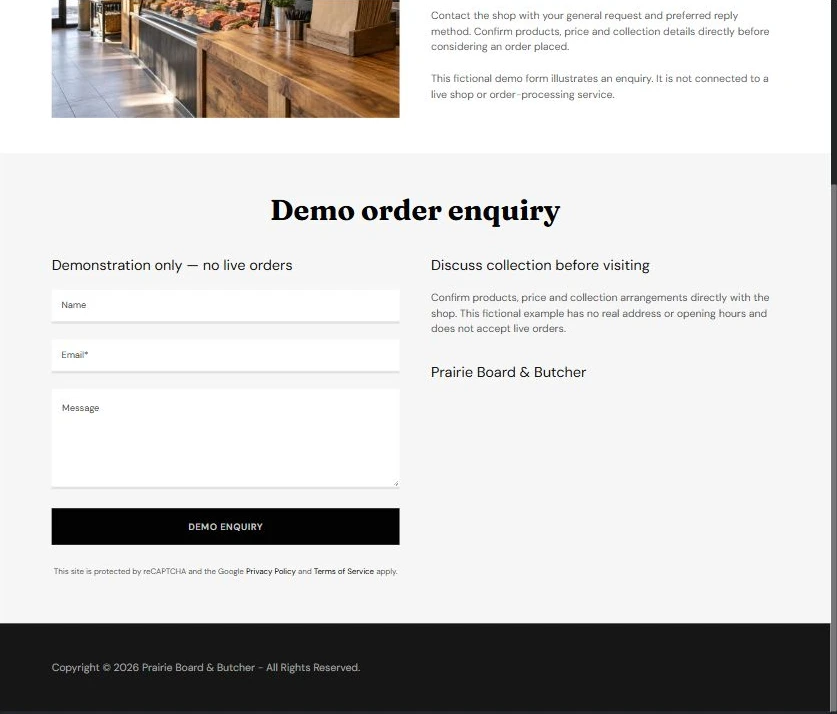 Demo order enquiry · close-up · Desktop