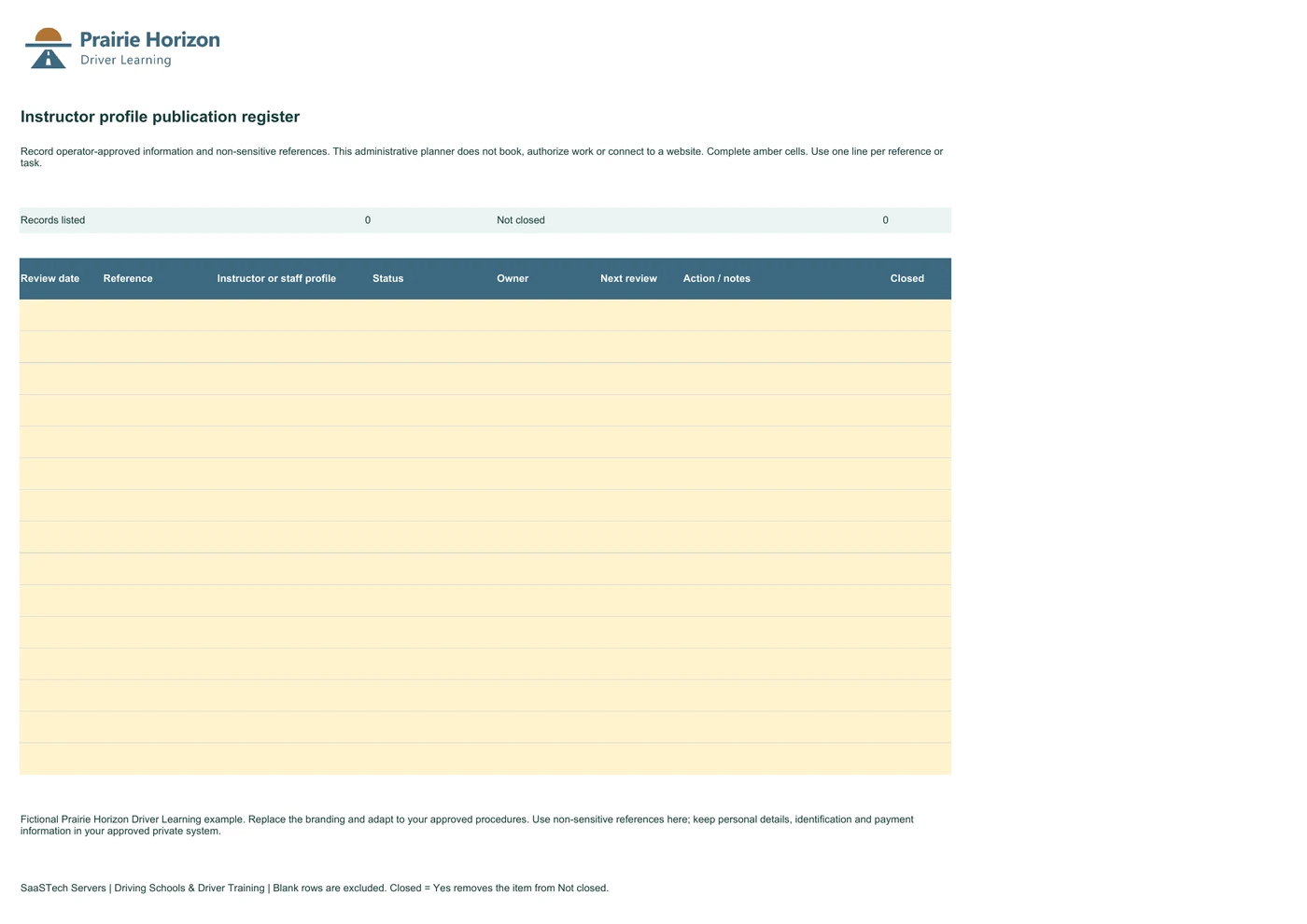 Instructor profile publication register