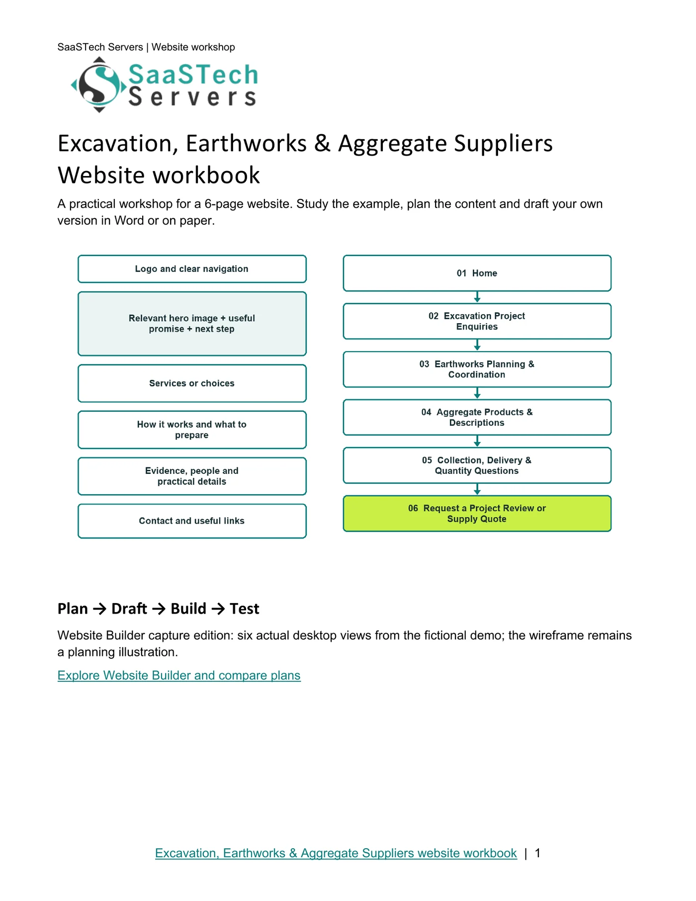 Excavation, Earthworks & Aggregate Suppliers website workbook cover