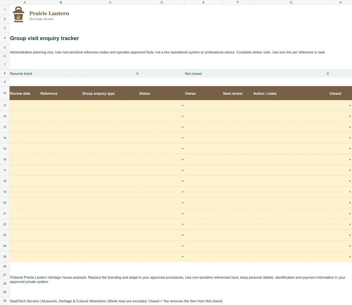 Group visit enquiry tracker