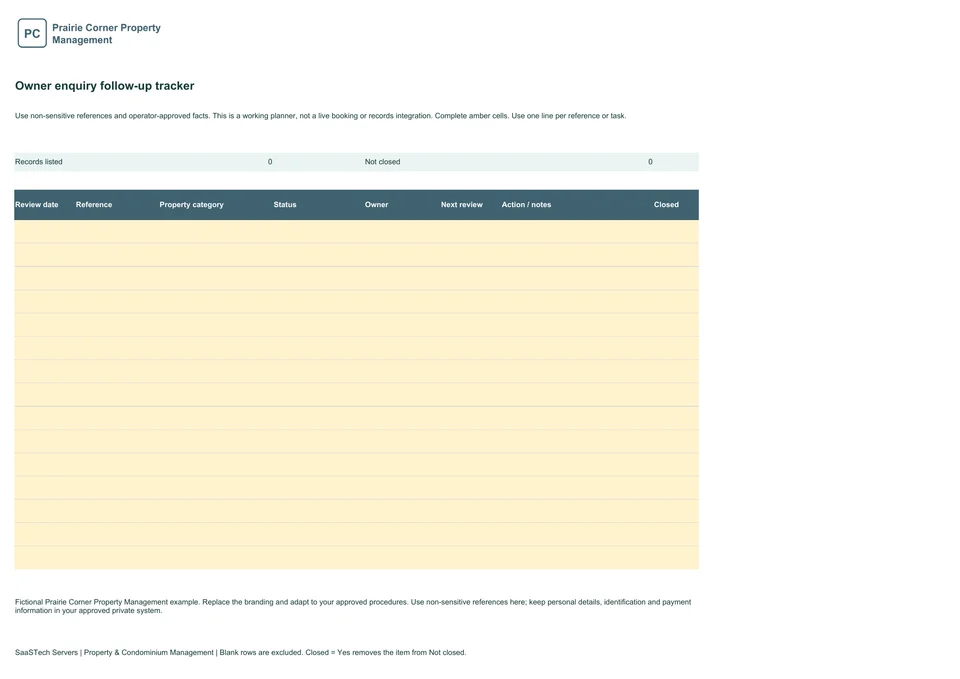 Owner enquiry follow-up tracker
