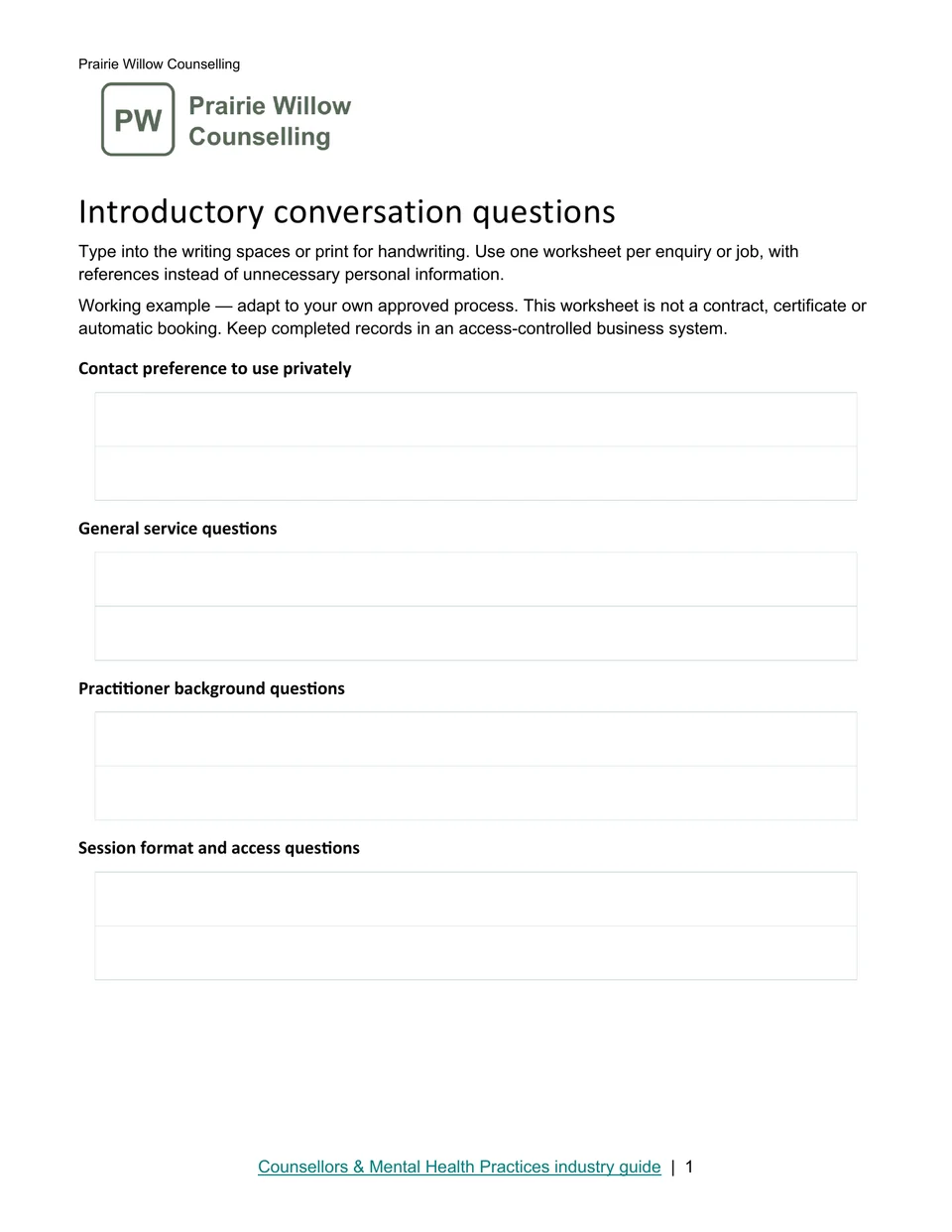 Introductory conversation questions · Page 1