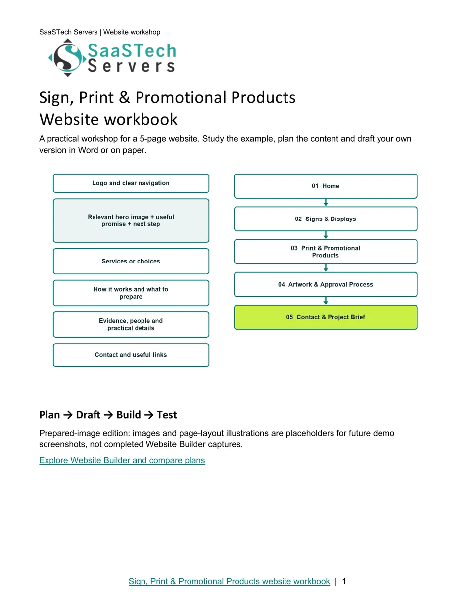 Sign, Print & Promotional Products website workbook cover