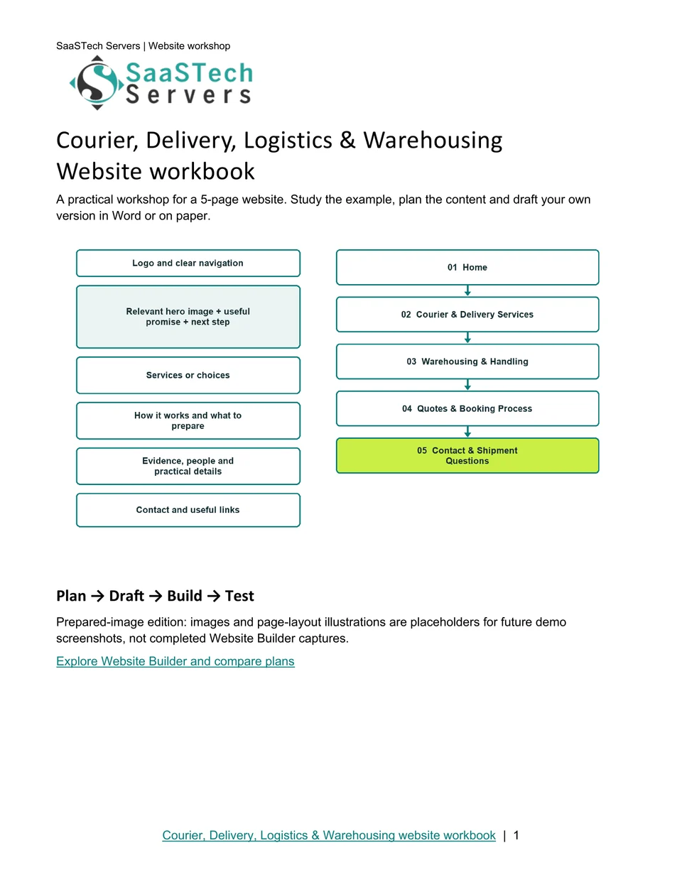 Courier, Delivery, Logistics & Warehousing website workbook cover