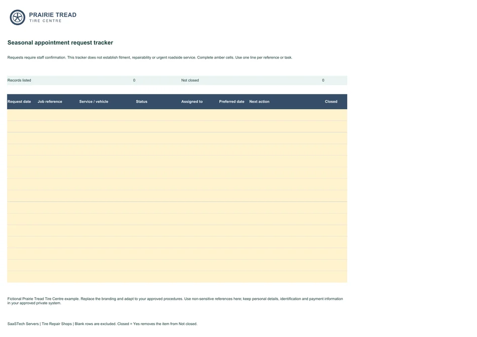 Seasonal appointment request tracker