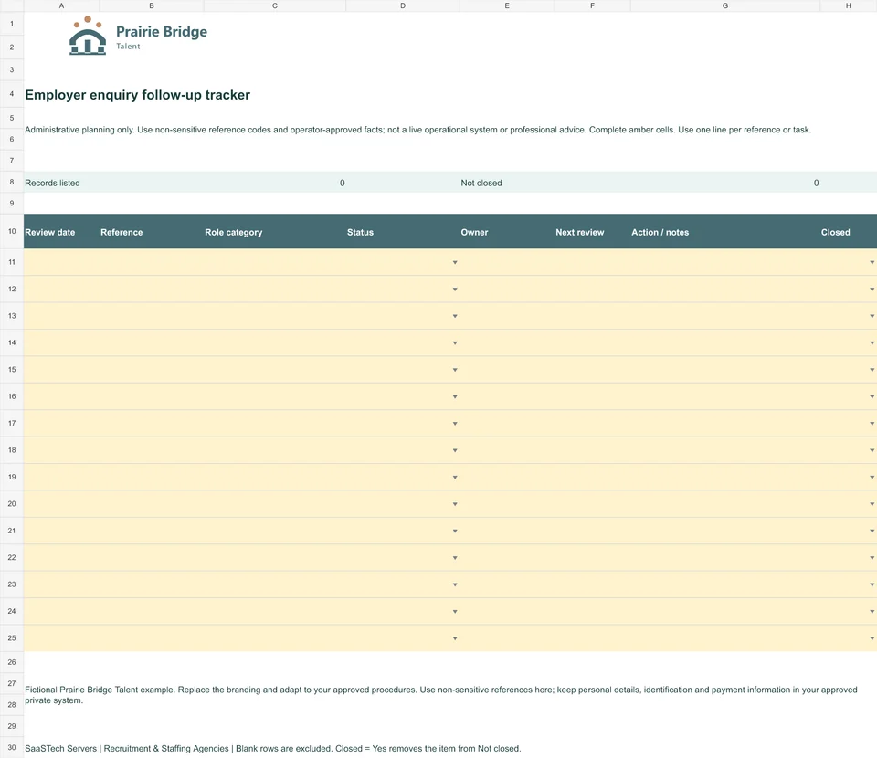 Employer enquiry follow-up tracker
