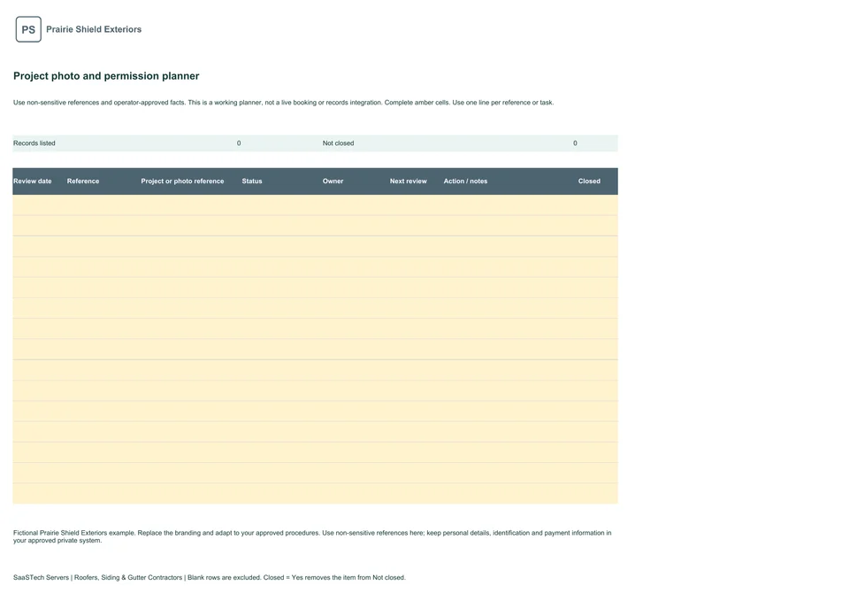 Project photo and permission planner