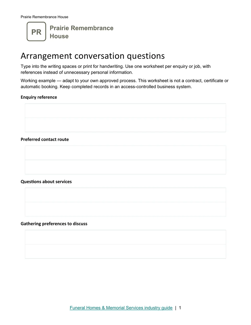 Arrangement conversation questions · Page 1