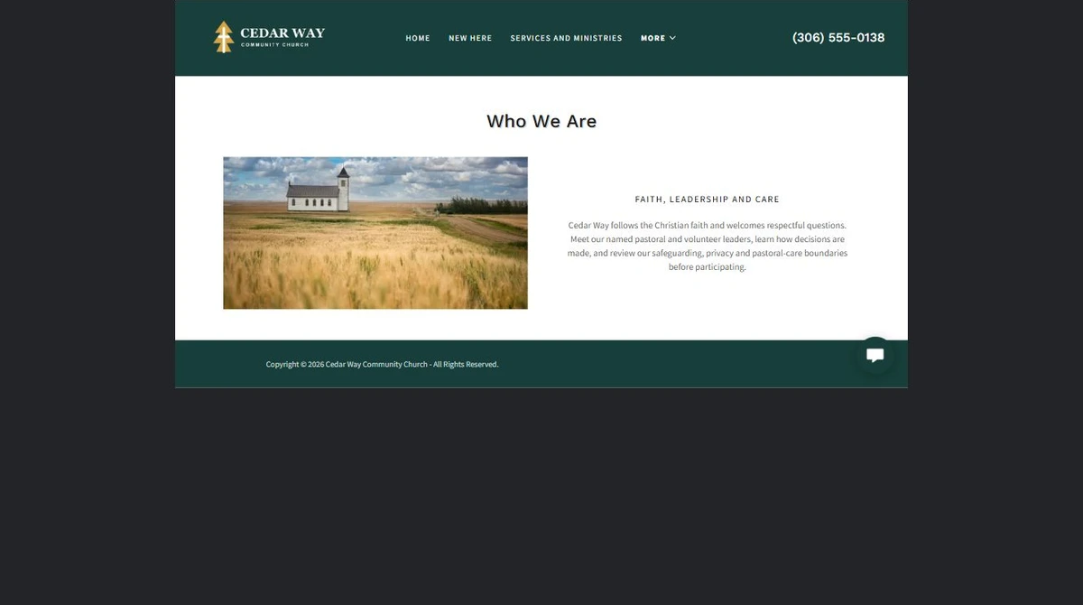 Finished About our community example — privacy-cropped excerpt