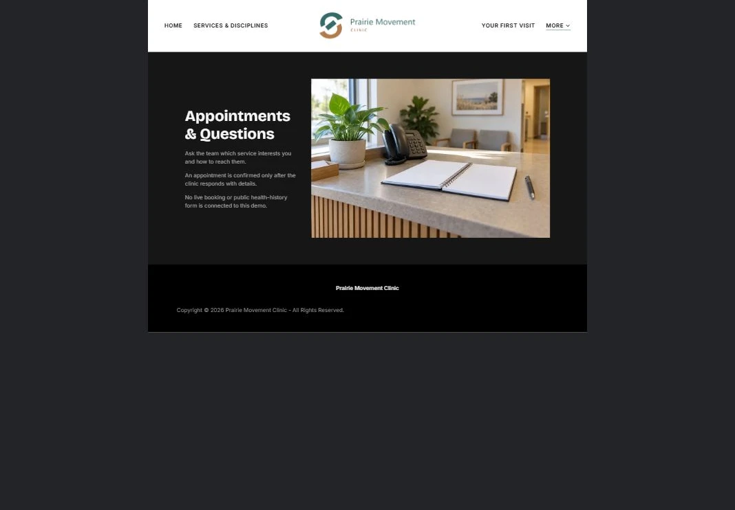Finished Appointments & Questions example — privacy-cropped excerpt