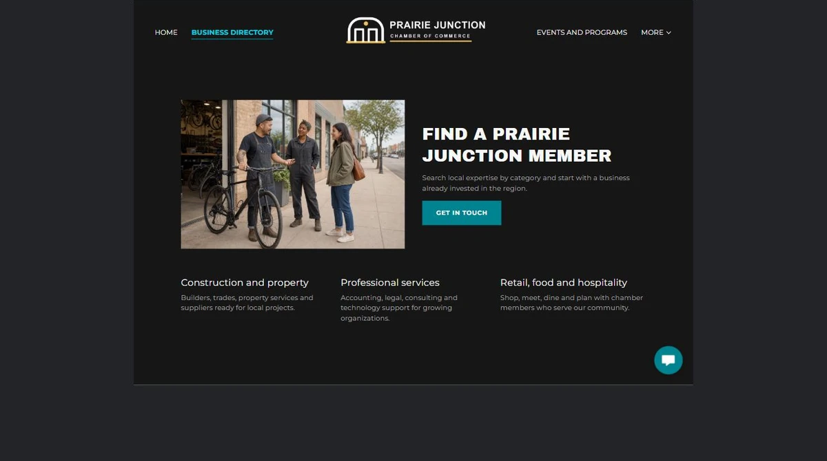 Finished Business directory example — privacy-cropped excerpt
