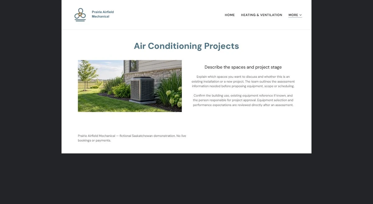 Finished Air Conditioning Projects example — privacy-cropped excerpt