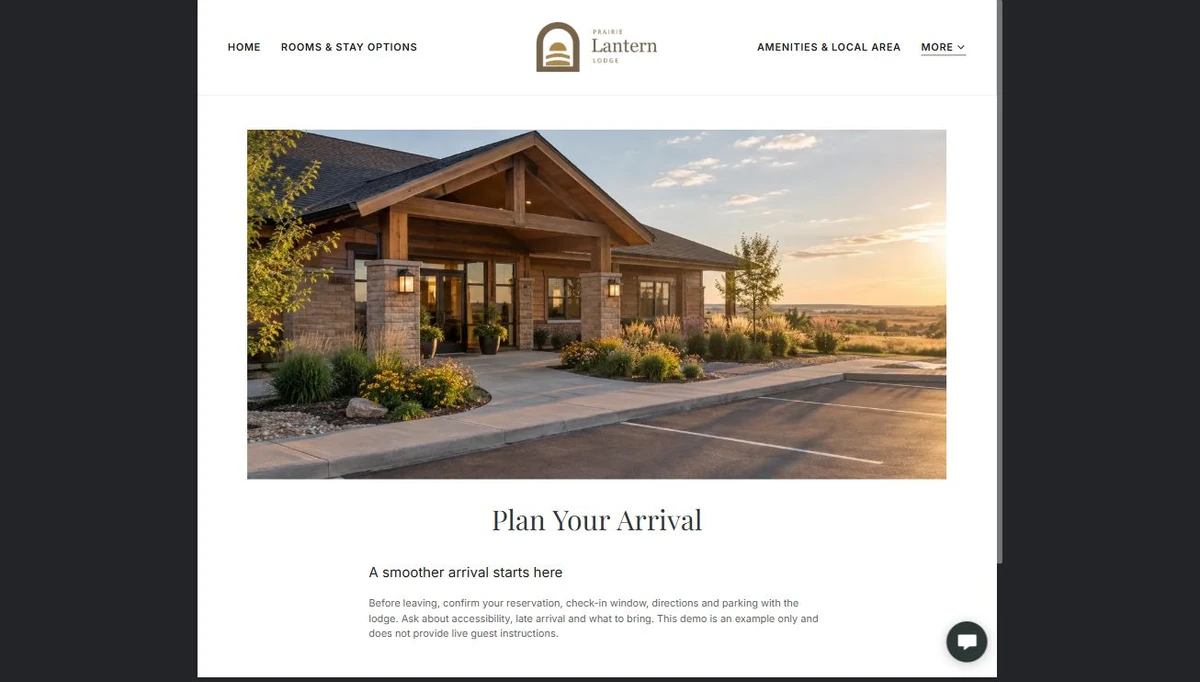 Finished Plan Your Arrival example — privacy-cropped excerpt