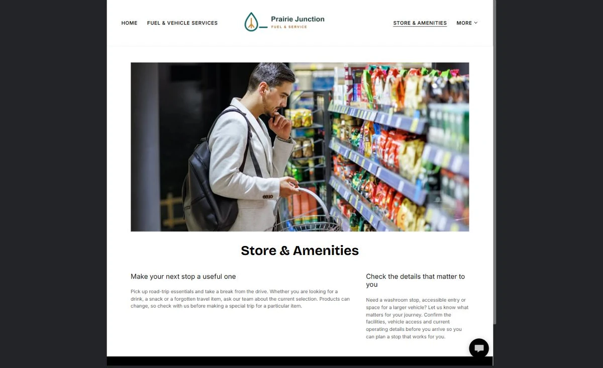 Finished Store & Amenities example — privacy-cropped excerpt