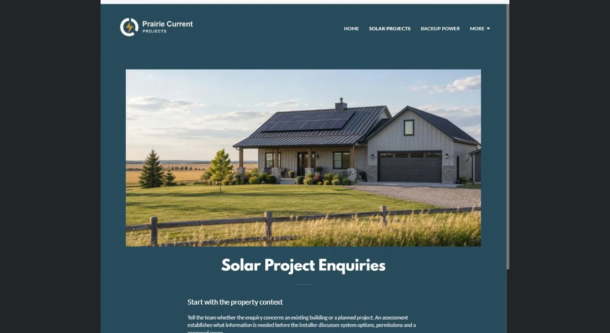 Finished Solar Project Enquiries example — privacy-cropped excerpt