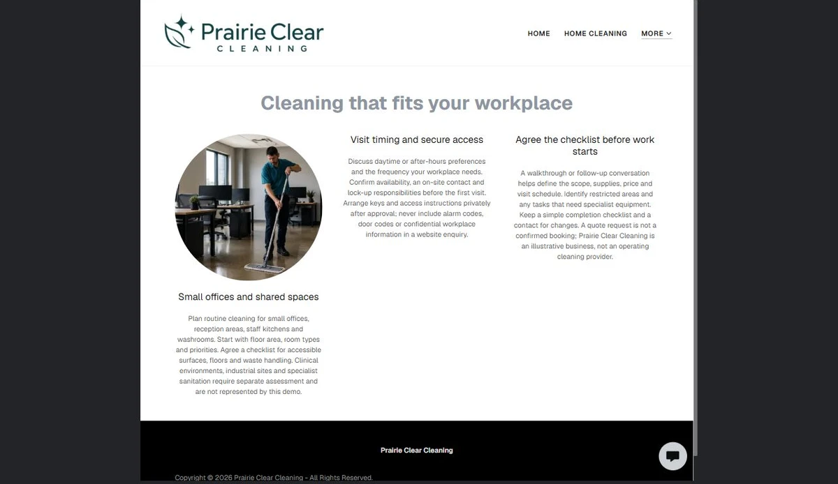 Finished Commercial Cleaning example — privacy-cropped excerpt