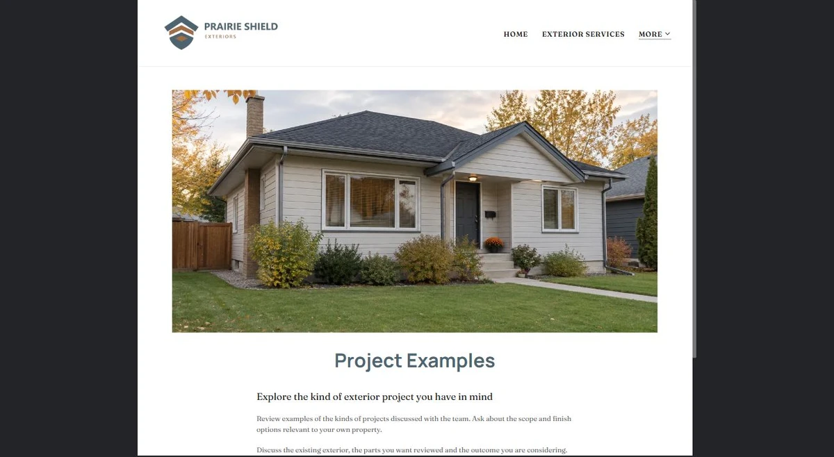 Finished Project Examples example — privacy-cropped excerpt