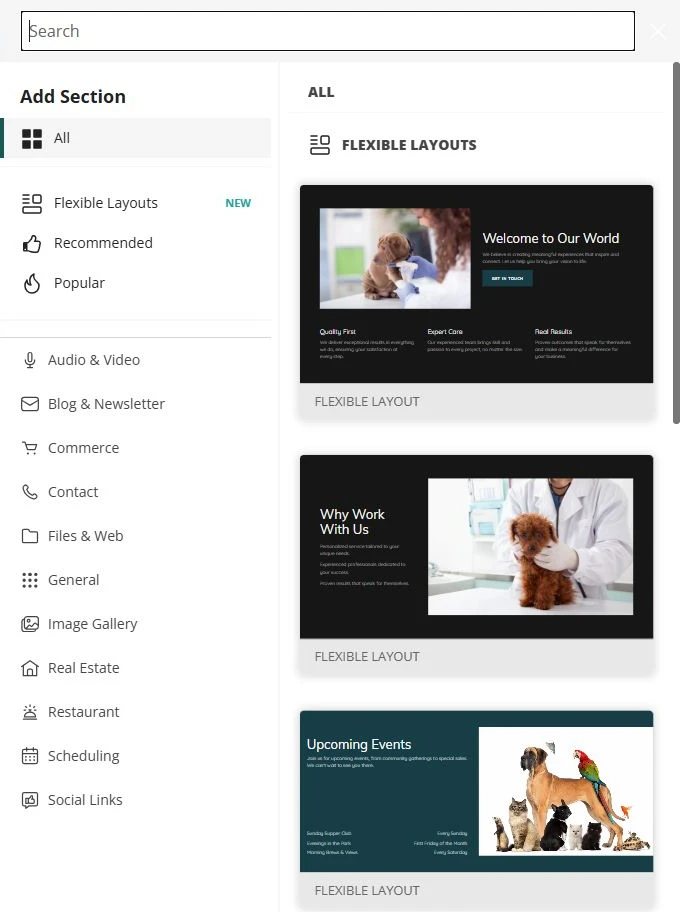 Website Builder section library for Meadowline Veterinary Care — privacy-cropped excerpt