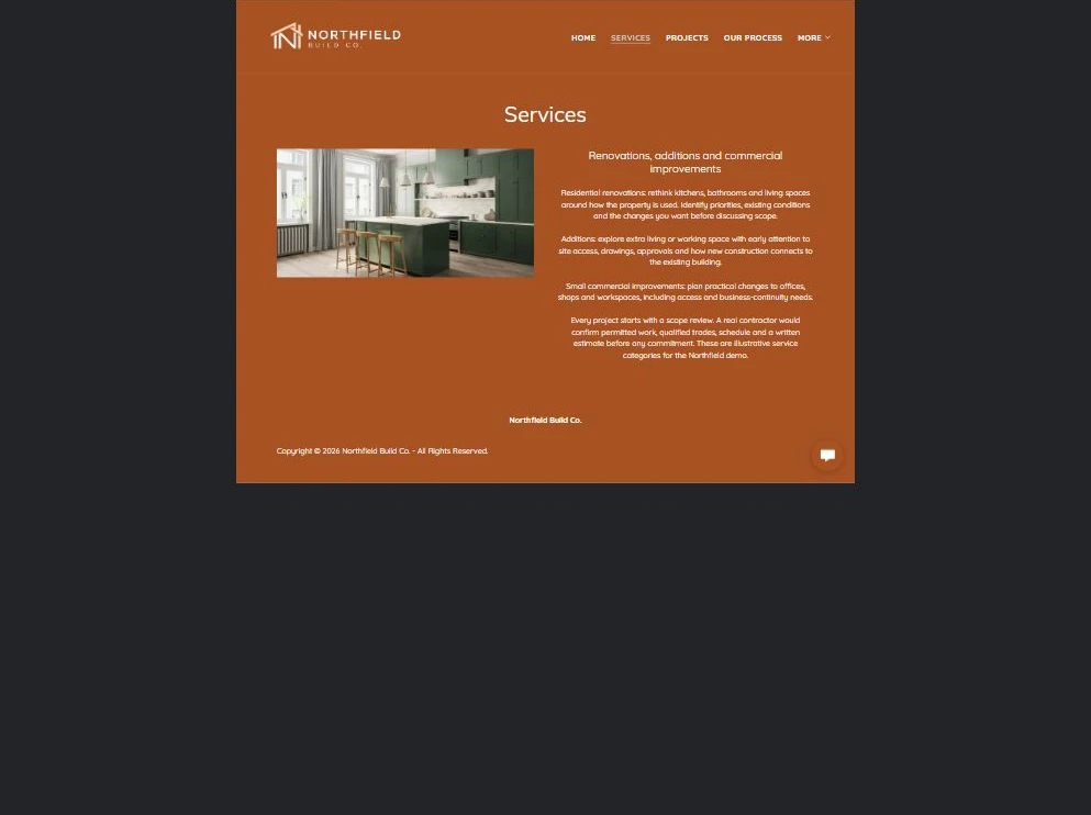 Finished Services example — privacy-cropped excerpt