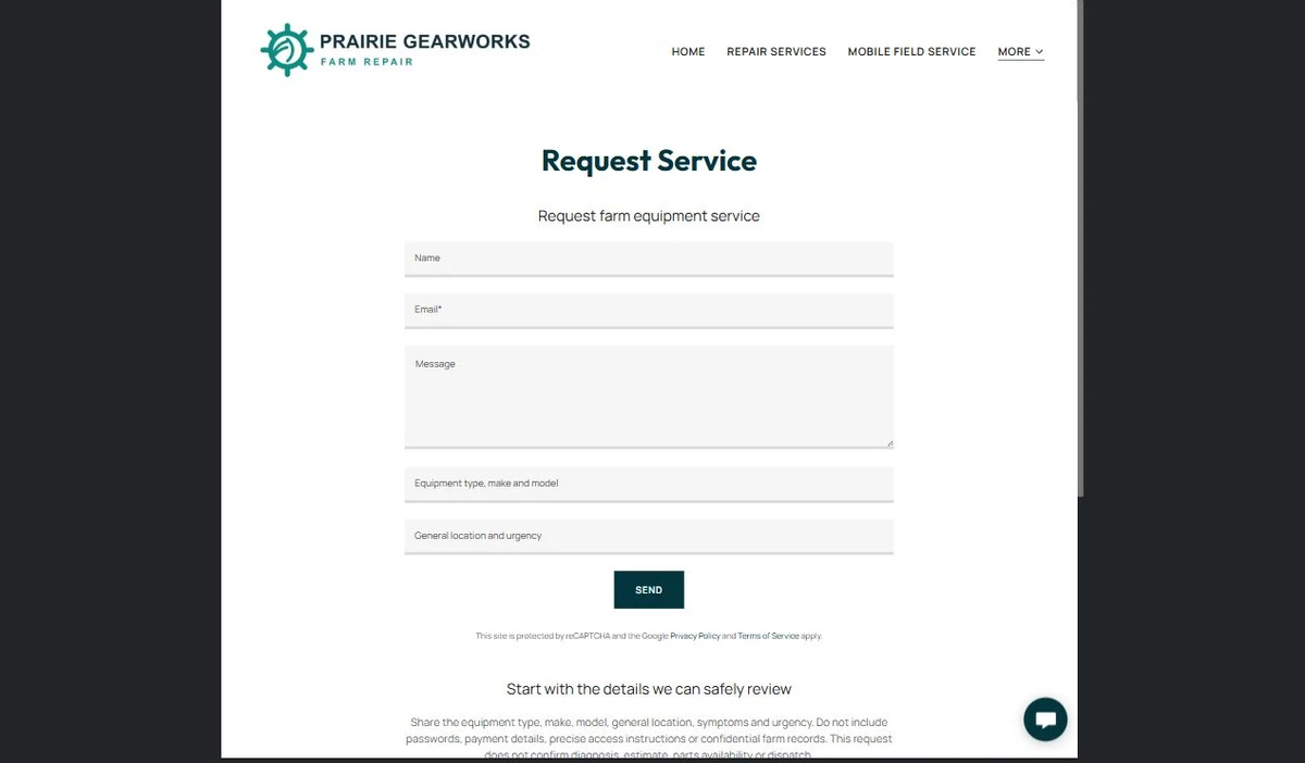 Finished Request Service example — privacy-cropped excerpt