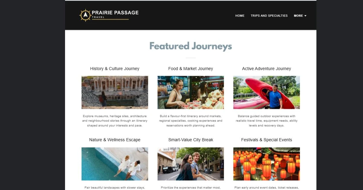 Finished Featured journeys example — privacy-cropped excerpt
