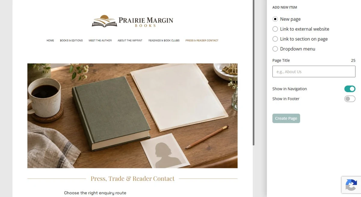 Prairie Margin Books · add page — privacy-cropped excerpt