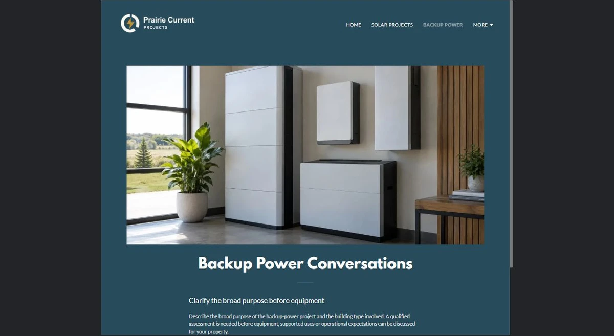 Finished Backup Power Conversations example — privacy-cropped excerpt