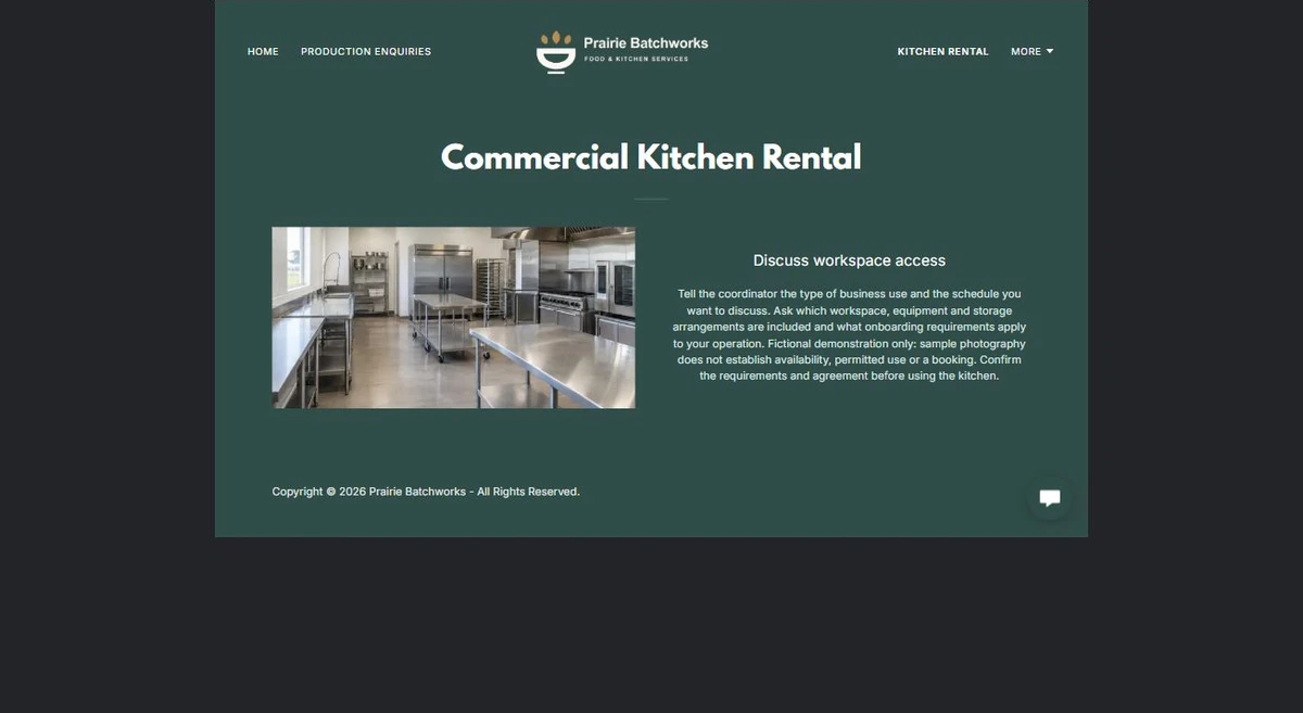 Finished Commercial Kitchen Rental example — privacy-cropped excerpt